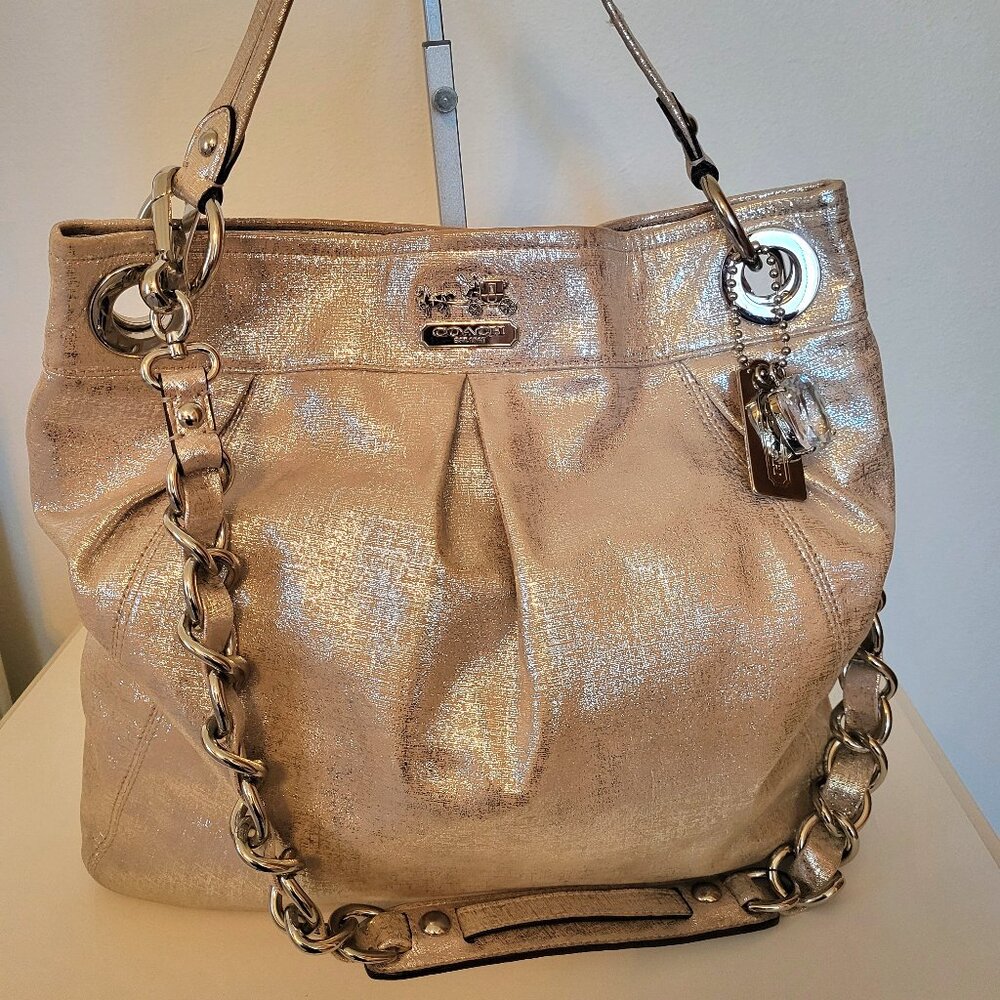 Coach Madison Champagne Metallic Large Hobo